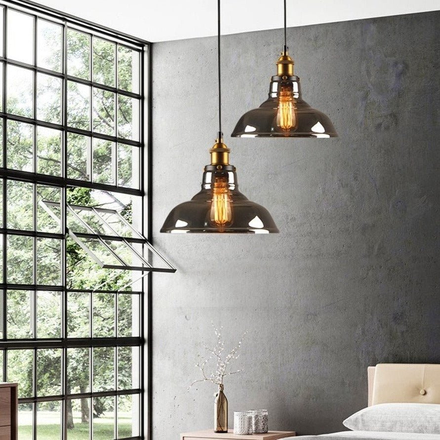 Lampe Suspendue Industrielle en Verre - Design Élégant et Minimaliste