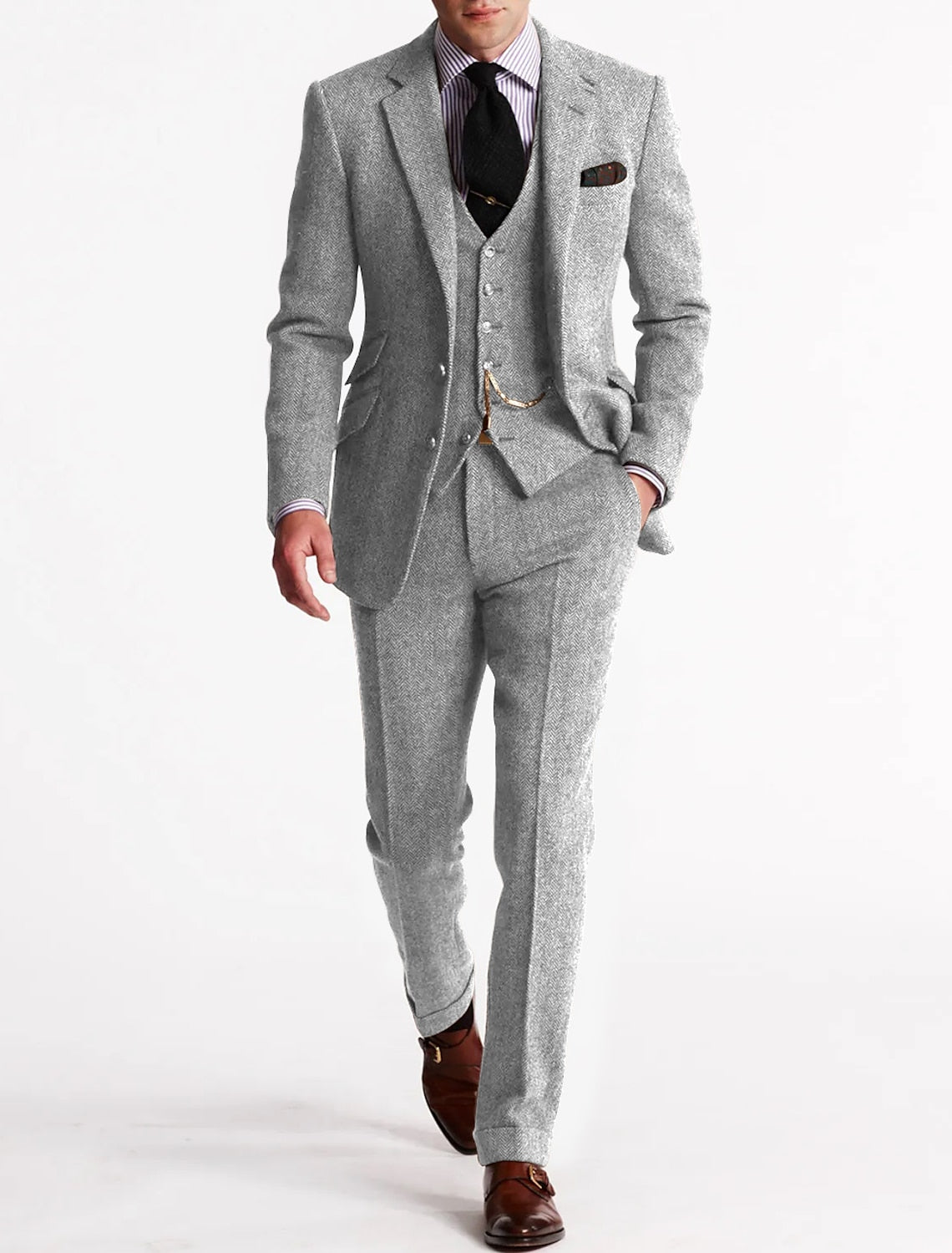 Costume Tuxedo en Tweed pour Hommes - Élégance Intemporelle et Confort Durable