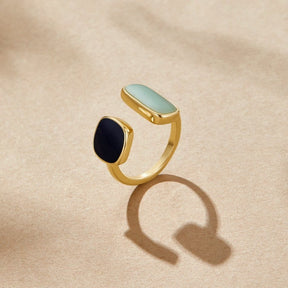 Bague ajustable aigue-marine or étincelant