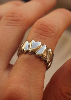 Bague cœur ajustable dorée étincelle