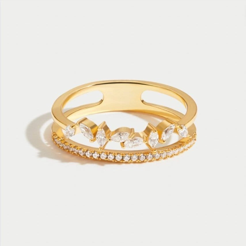 Bague plaquée or design raffiné - Glamour