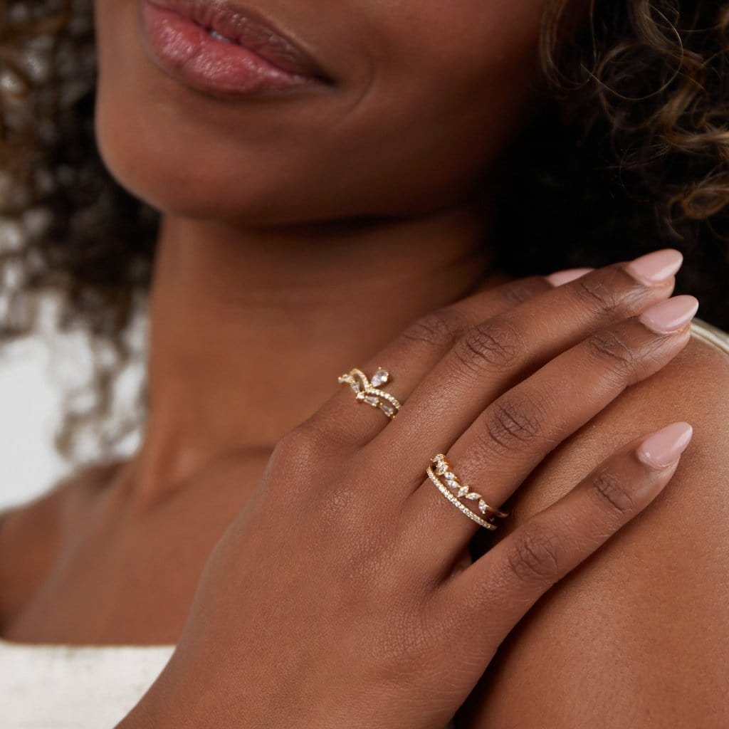 Bague double anneau cristal détaillé - Pureté