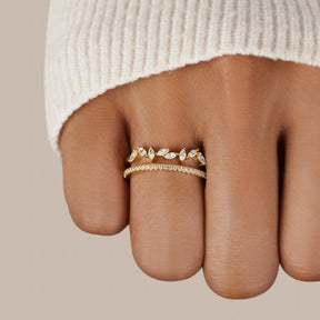 Bague or 18k avec cristaux brillants - Élégance