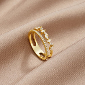 Bague en or 18K avec cristaux étincelants papillon