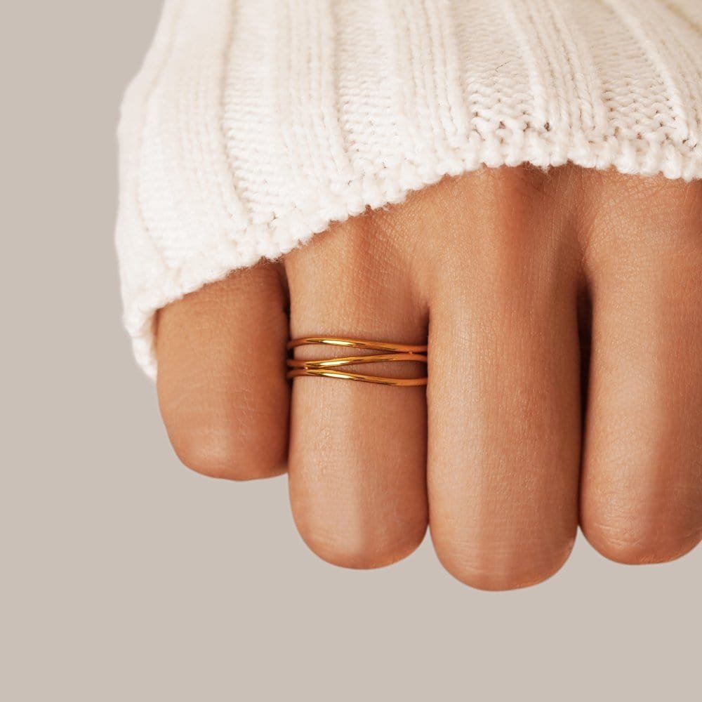 Bague infinie dorée vue latérale étoile