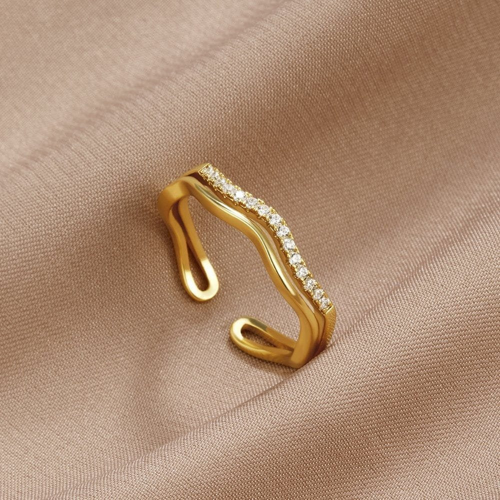 Bague Juni or cristal vue face soleil