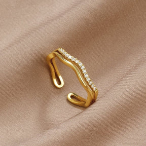 Bague Juni or cristal vue face soleil