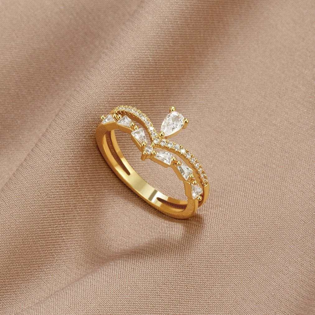 Bague dorée cristal élégante soleil