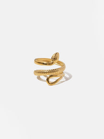 Bague serpent dorée vue portée nuage