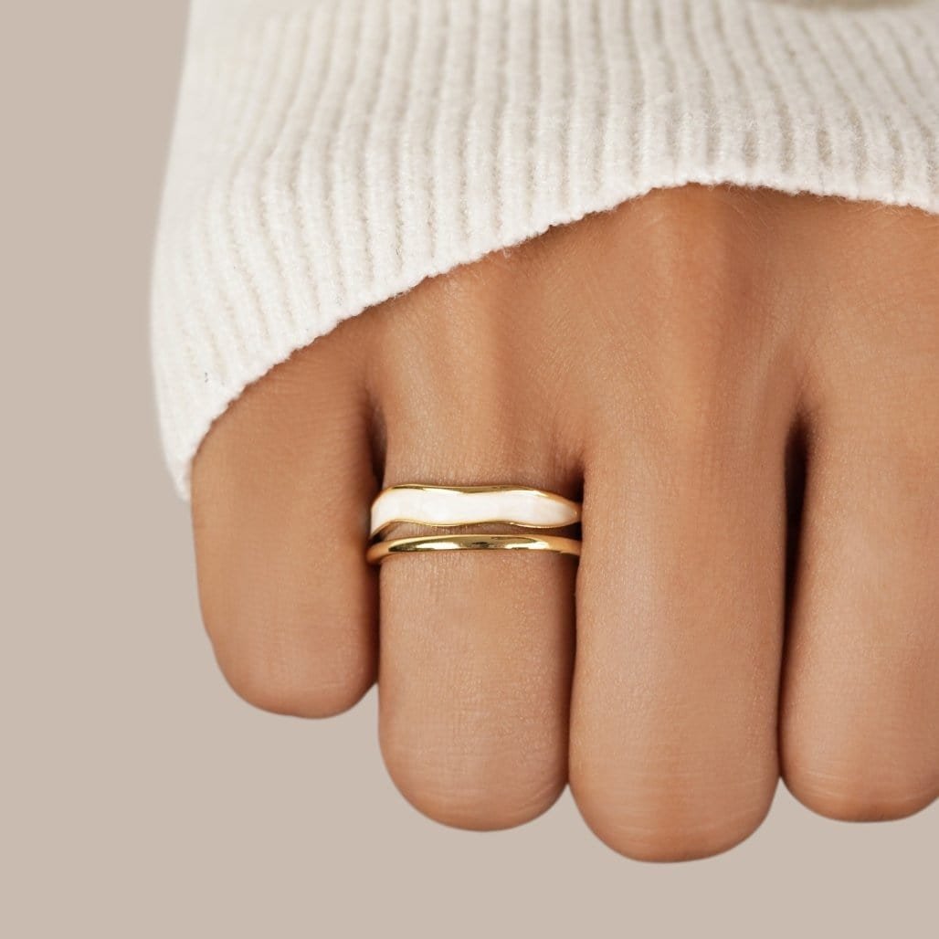Bague superposée plaquée or vue latérale étoile