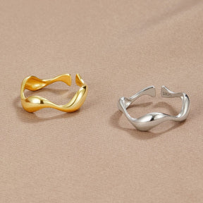 Bague fantaisie vagues or cristal