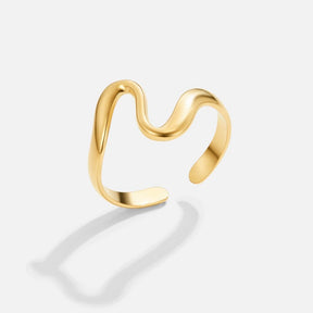 Bague vague dorée élégante jade