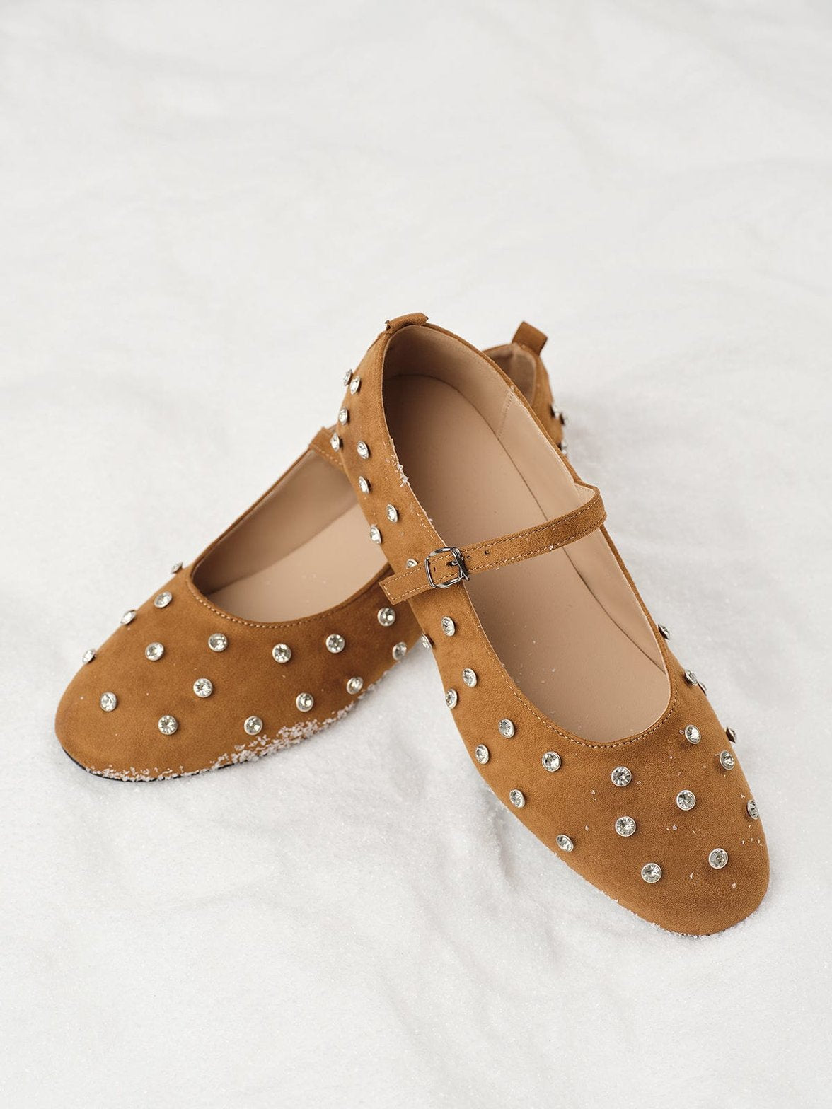 Chaussures plates daim strass délicat
