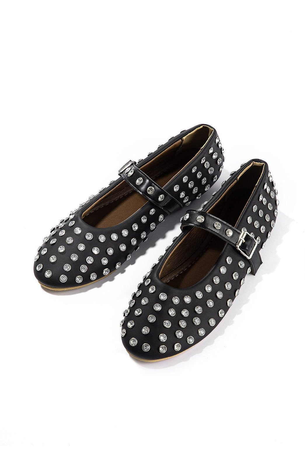 Ballerines noires cloutées vue de dessus perle