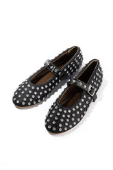 Ballerines noires cloutées vue de dessus perle