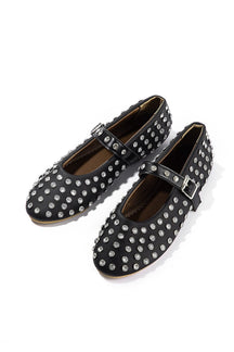 Ballerines noires cloutées vue de dessus perle