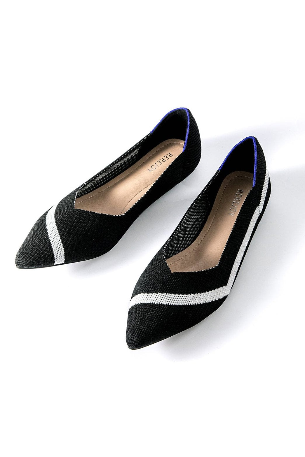 Ballerines pointues bicolores noires et blanches étoile