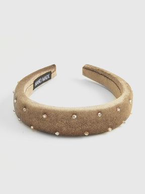 Bandeau en velours doré perlé - Douceur