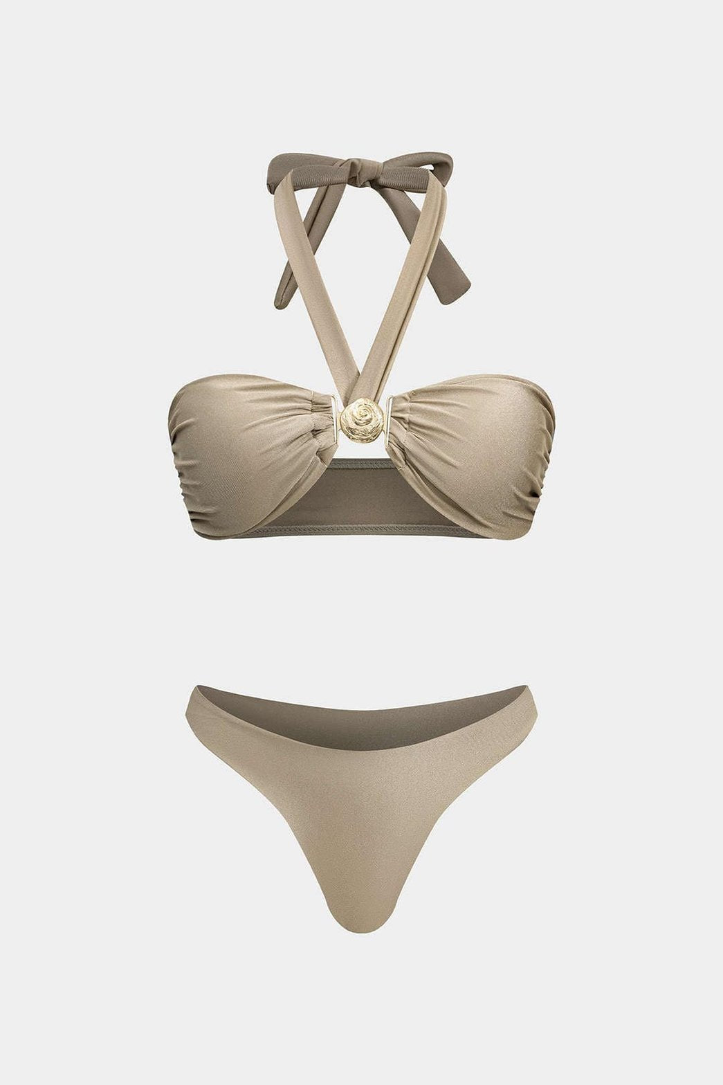 Bikini métallique doré vue avant soleil