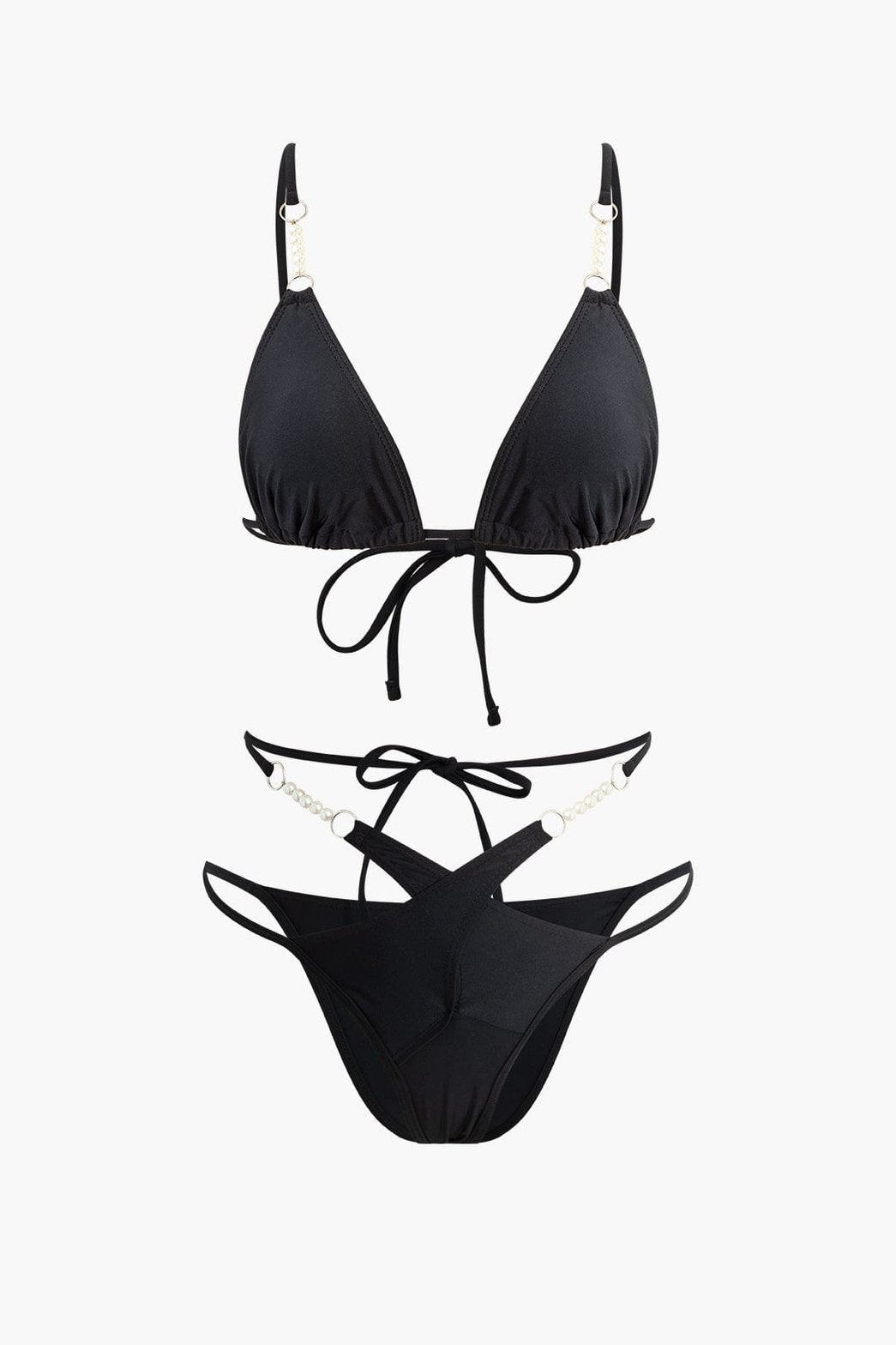 Maillot de bain deux pièces avec détails perlés vague