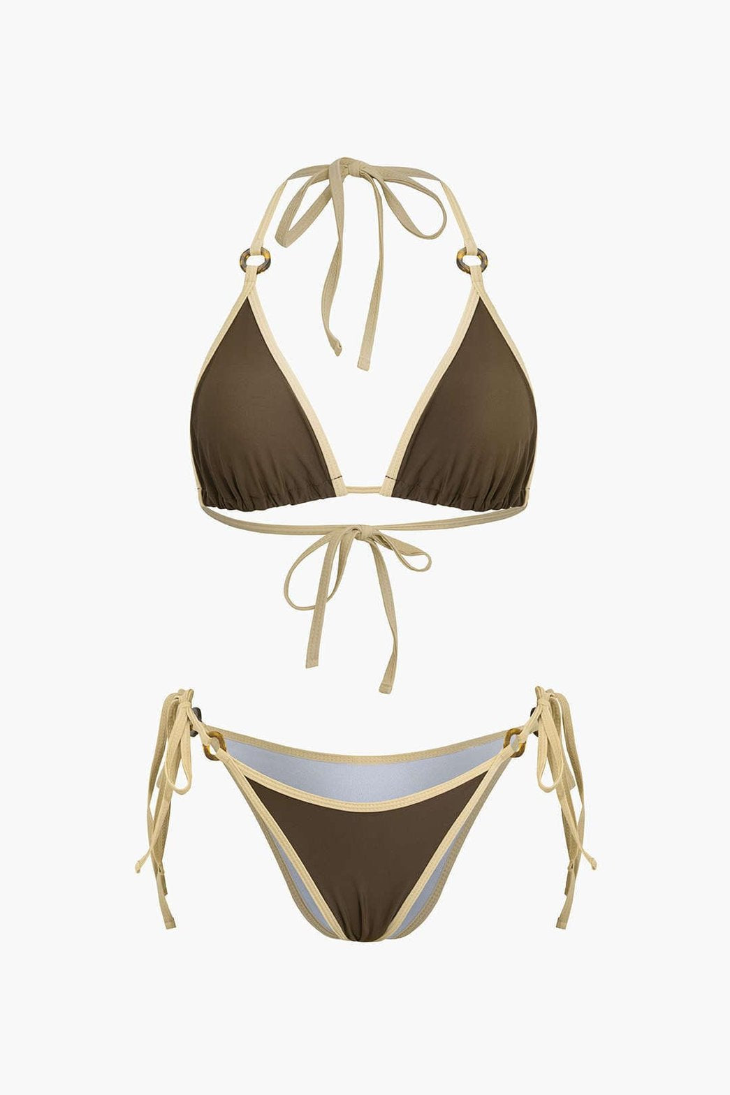 Bikini à liens contrastés vue latérale vague