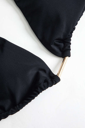 Bikini métallisé noir vue complète sable