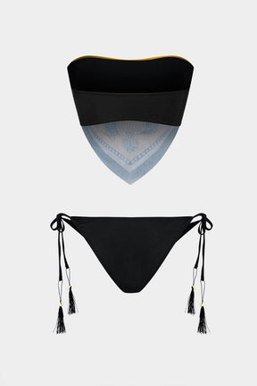 Bikini deux pièces contrasté vague