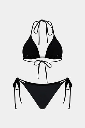 Bikini noir à strass vue de dos vague