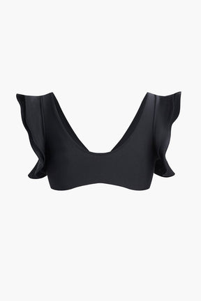 Bikini noir élégant avec ornements dorés sable