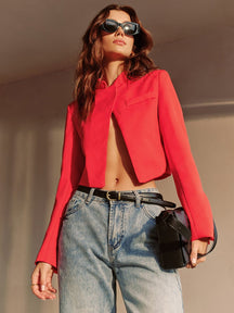 Blazer court rouge vif élégant soleil