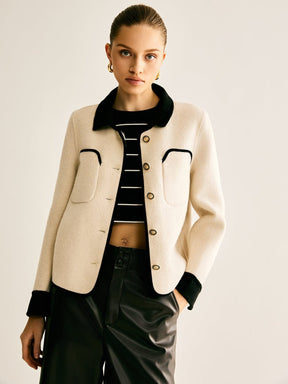 Blazer élégant bicolore beige et noir harmonie