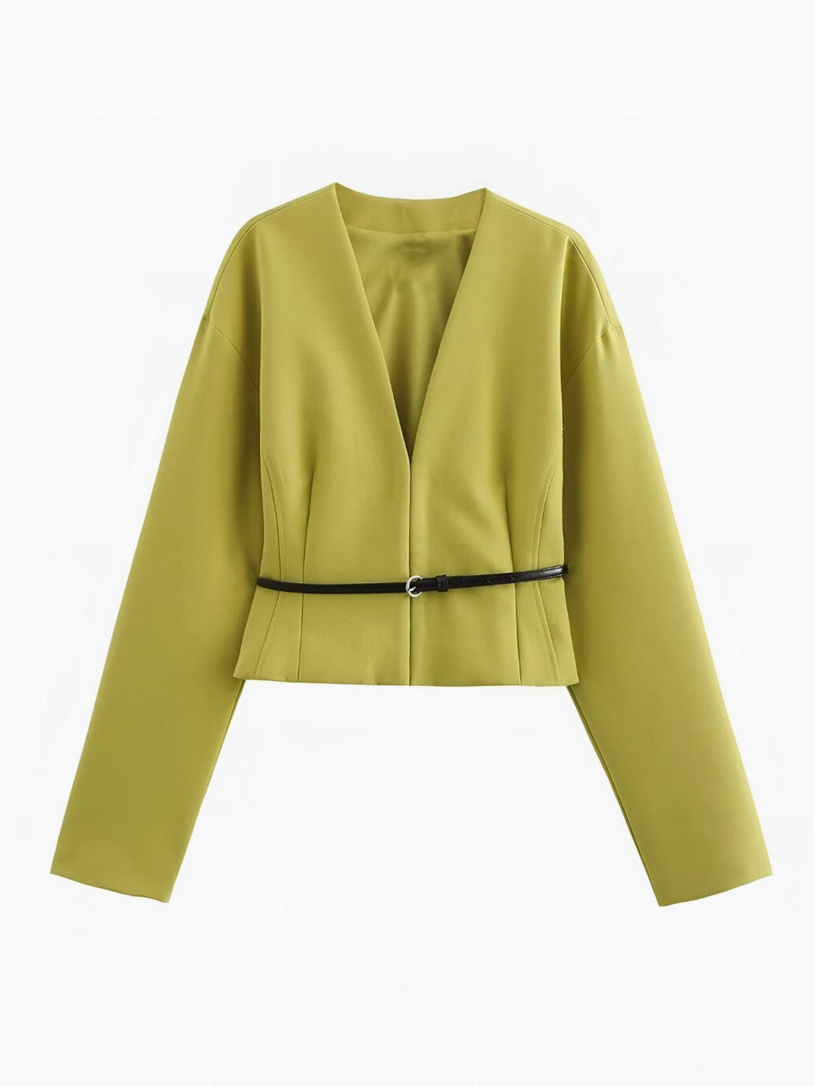 Blazer vert citron avec ceinture fine soleil