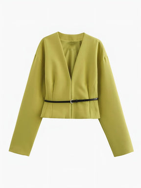 Blazer vert citron avec ceinture fine soleil