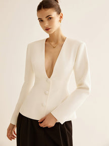 Blazer blanc élégant décontracté chic