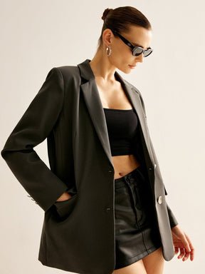 Blazer noir détail manche lin