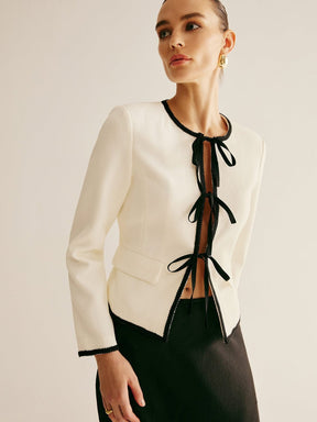 Blazer blanc à nœuds vue de dos - Élégant