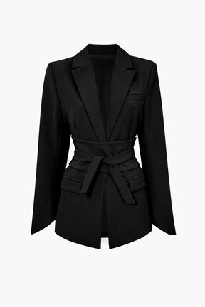 Blazer noir ceinturé style professionnel grâce