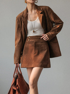 Blazer daim détails couture fusion