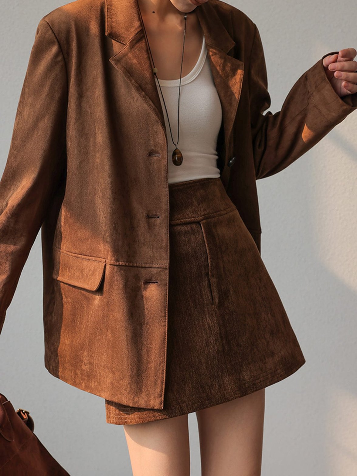 Blazer daim coupe ajustée douceur