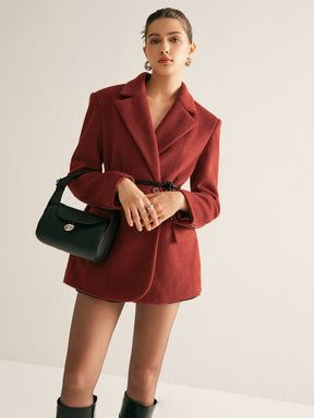 Blazer oversize bordeaux détail poche saphir
