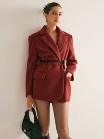 Blazer oversize bordeaux élégant vue face crystal