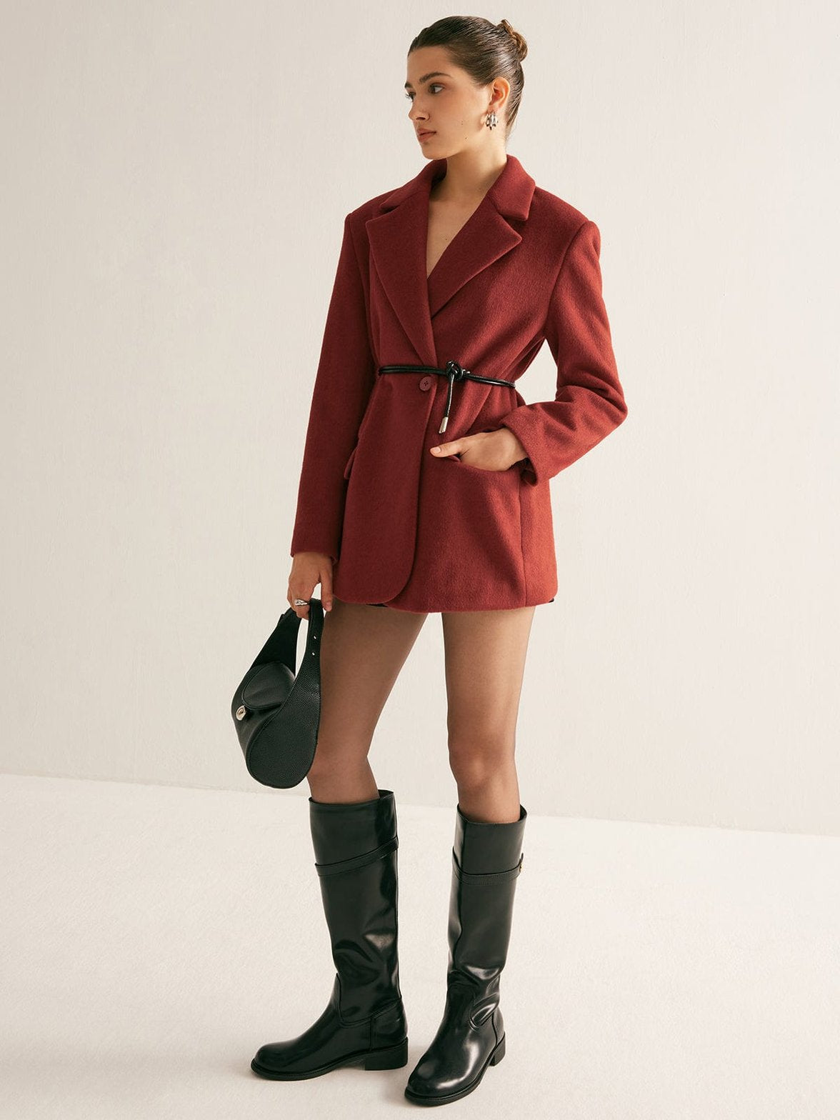 Blazer oversize bordeaux vue profil azur