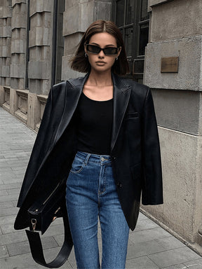 Vue porté blazer simili cuir douceur
