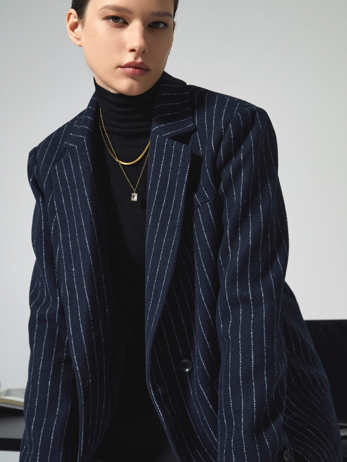 Blazer oversize rayé vue de dos - Velours