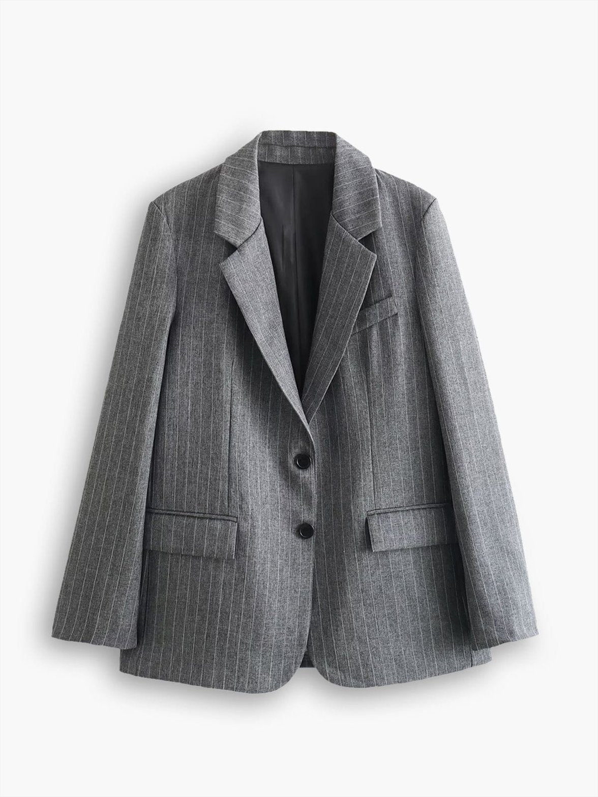 Blazer rayé gris vue de face élégant
