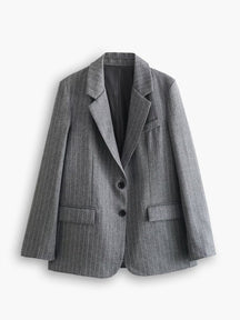 Blazer rayé gris vue de face élégant