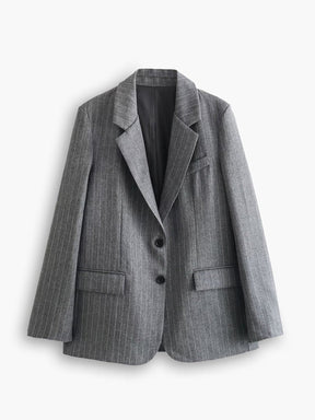 Blazer rayé gris vue de face élégant