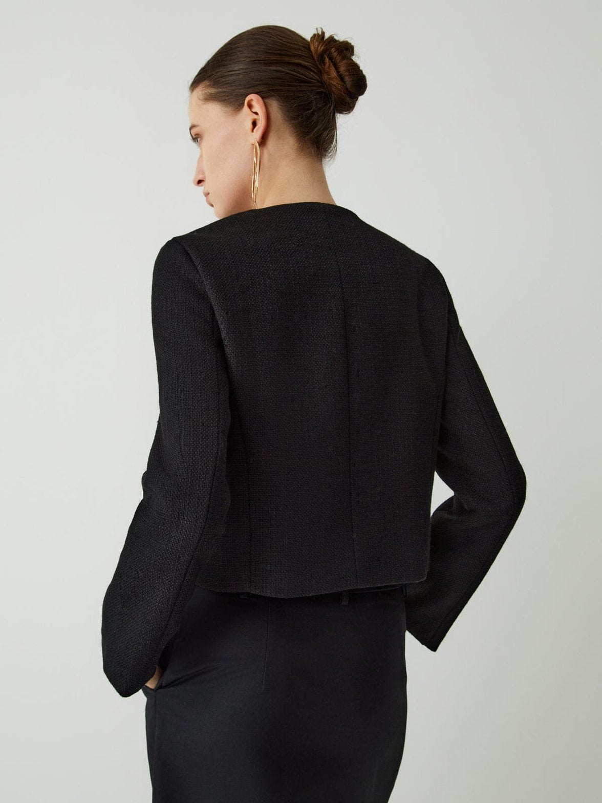 Vue dos blazer tweed noir - Élégance