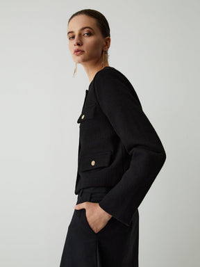 Détail poches blazer tweed - Raffinement