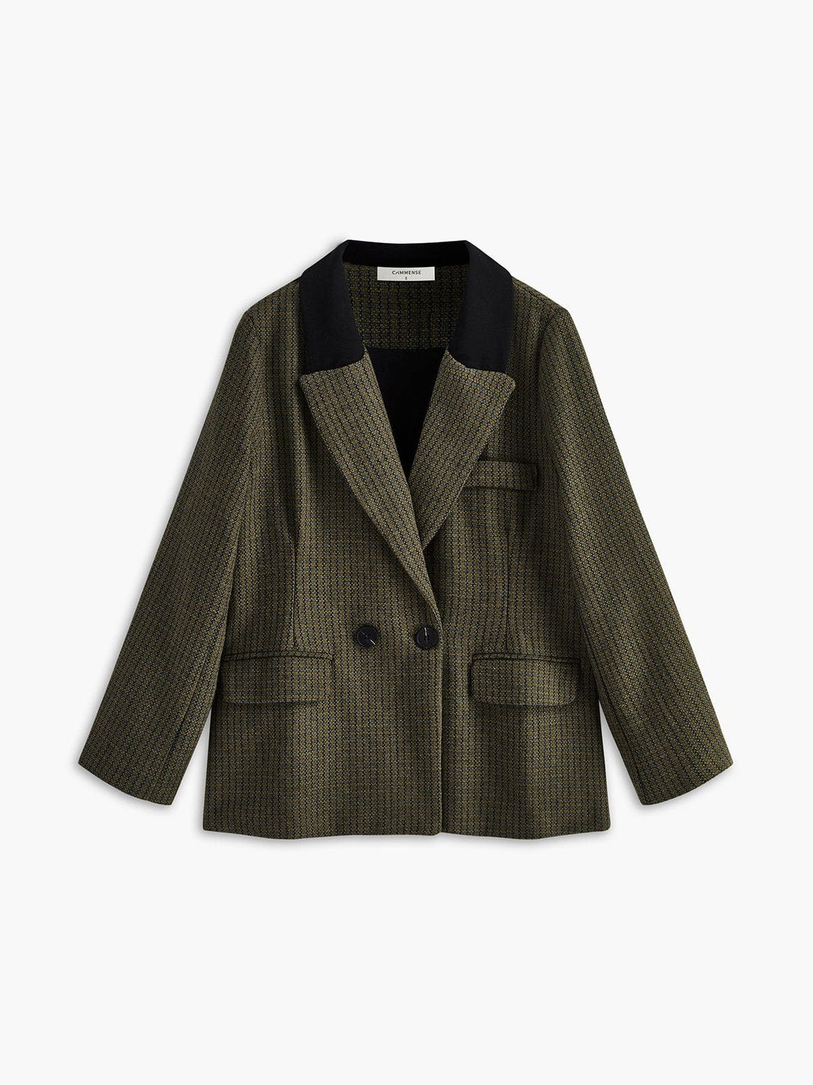 Blazer tweed vintage à carreaux vue de face soleil